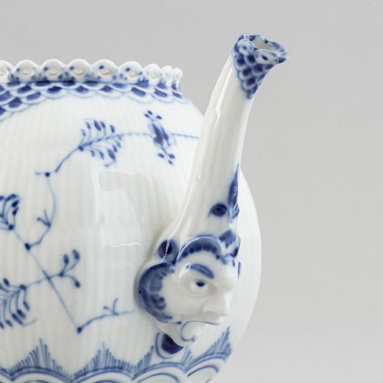 Royal Copenhagen,  a '1119' 'Musselmalet Full Lace' porcelain teapot, Denmark.