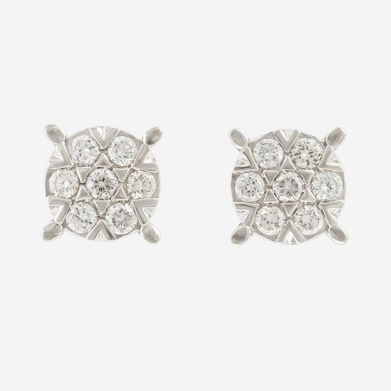 Earrings with brilliant-cut diamonds.