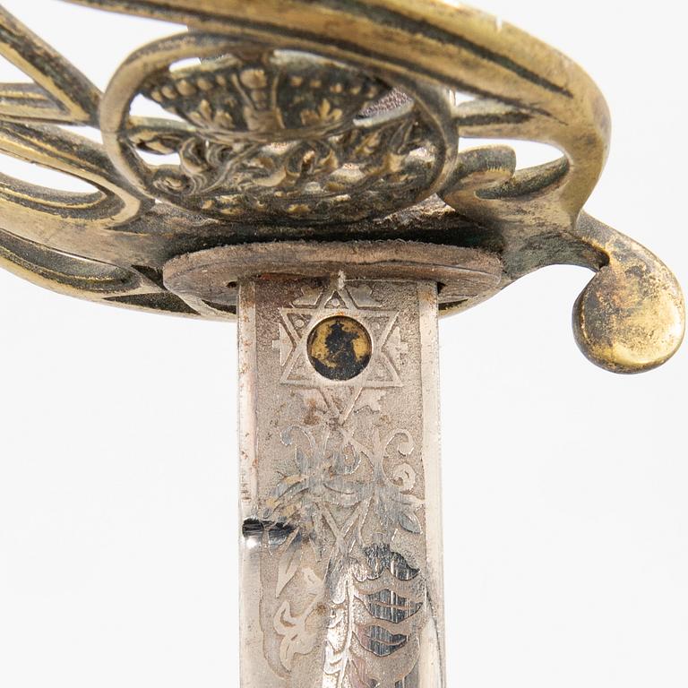 Sabel, brittisk, m/1822 för infanteri officer, med balja.