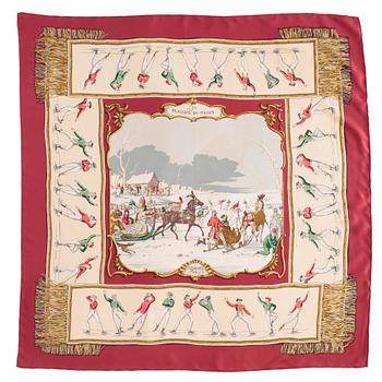 837. HERMÈS, silk scarf "Les plaisirs du froid".