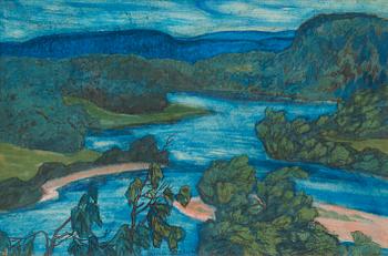 629. Helmer Osslund, River landscape, Ångermanland.