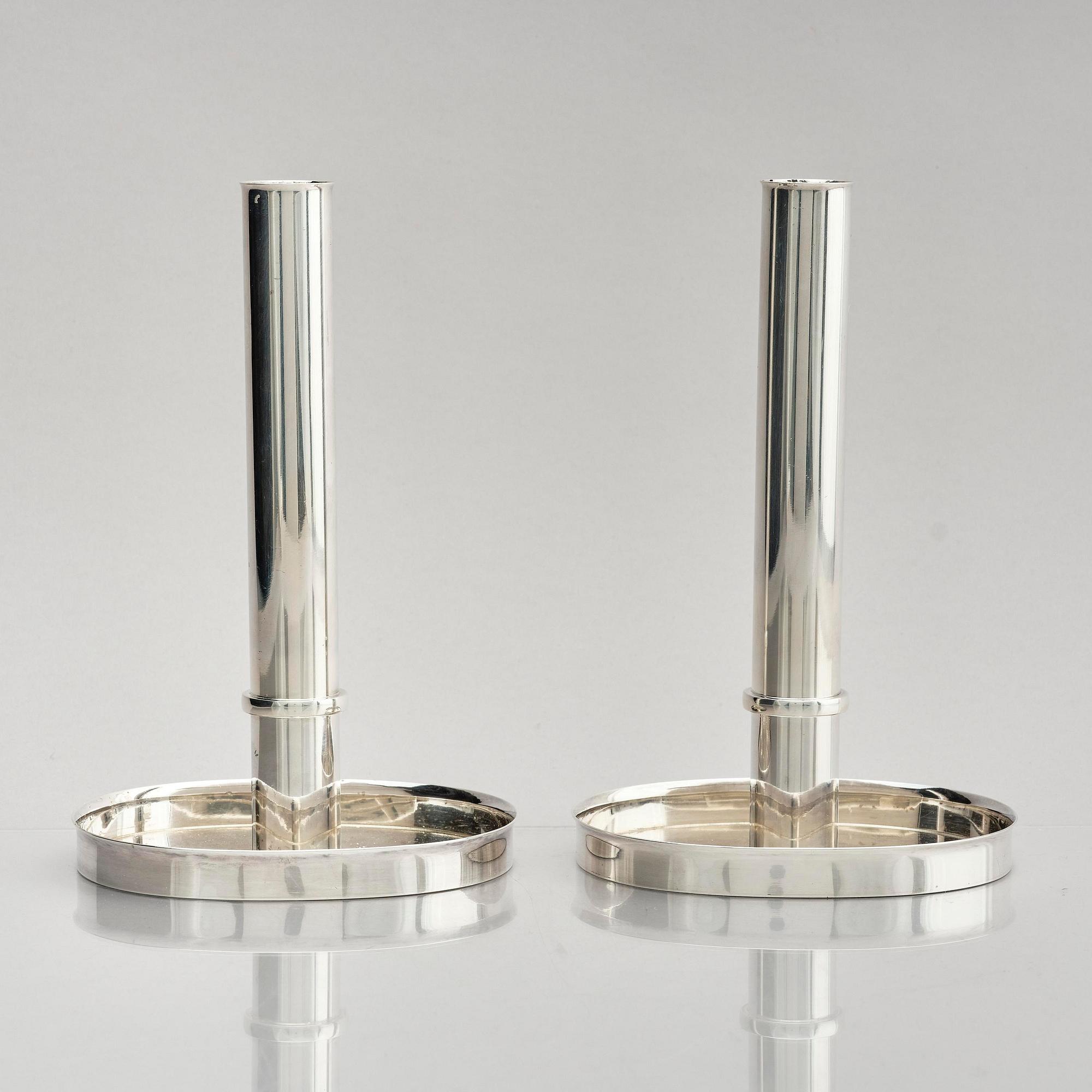 Sigurd Persson, a pair of silver candlesticks, Stockholm 1965.