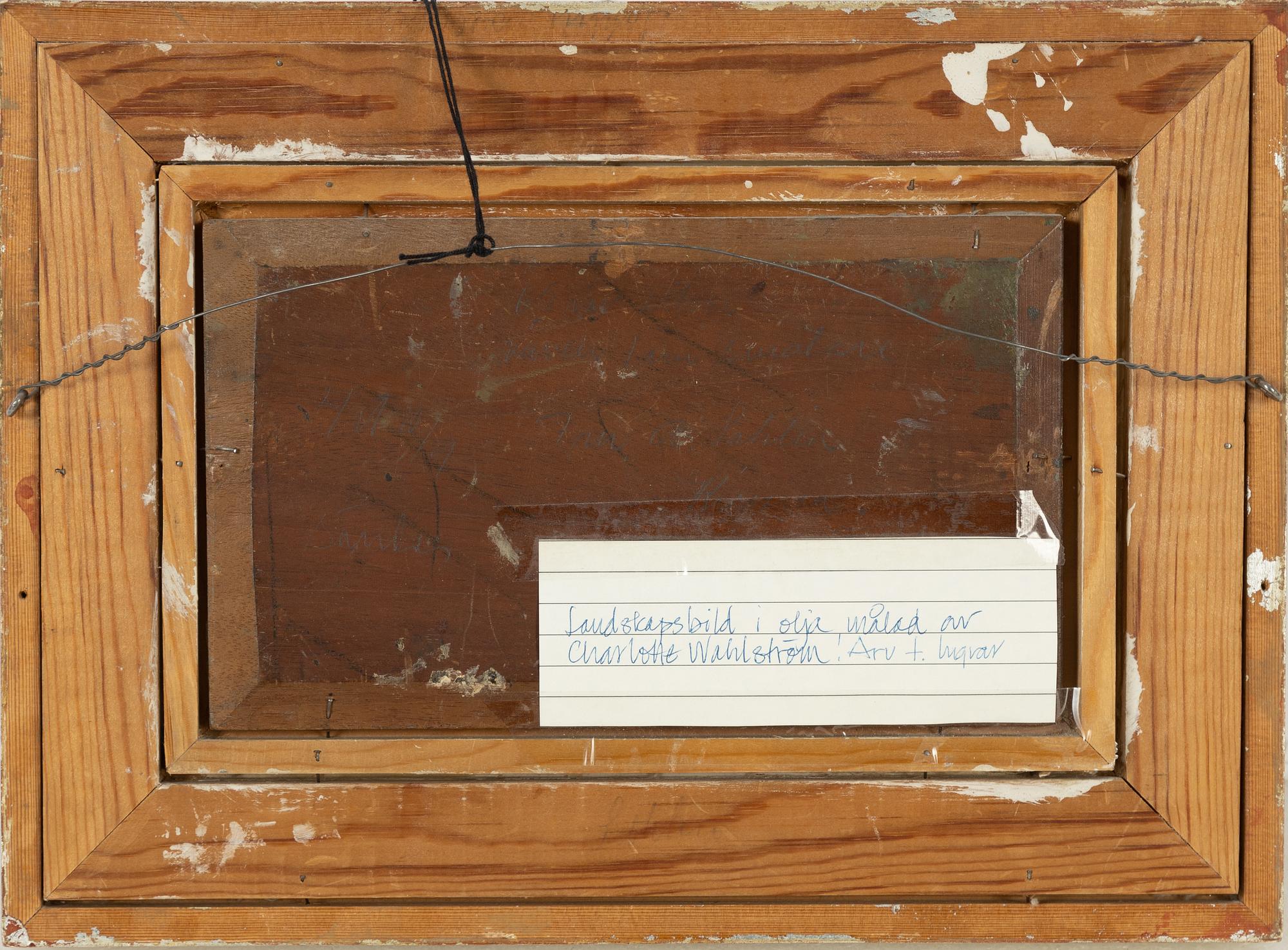 Charlotte Wahlström, oil on panel, signed.