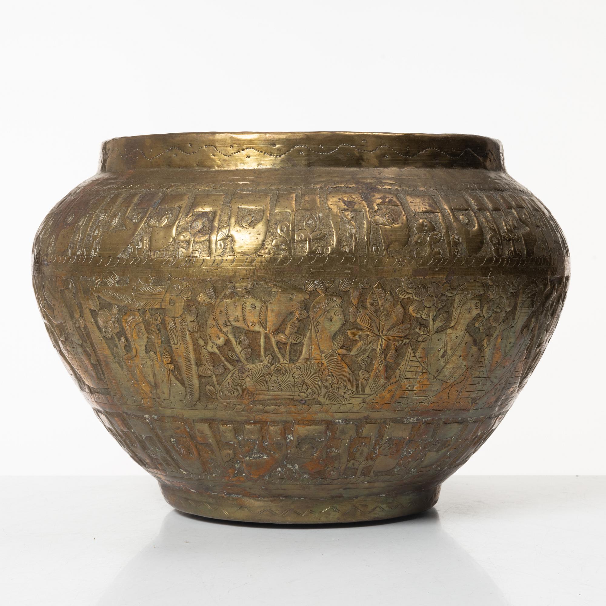 Two brass egyptian revival vessels, early 20th century.