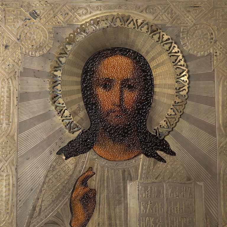 Ikon, oklad i silver, Moskva, Ryssland 1886.