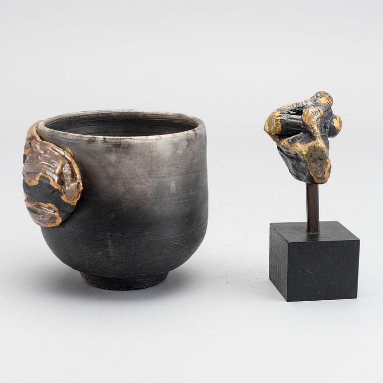 ROLF FAGERBERG a bowl and a sculpture, signed,