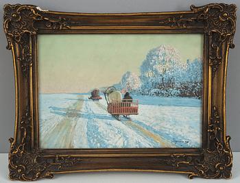 Andrei Afanasevich Jegorov, ANDREI AFANASEVICH JEGOROV, HORSE SLEIGHS IN A WINTER LANDSCAPE.