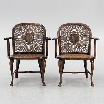 A pair of rattan chairs, first half of the 20th Century.