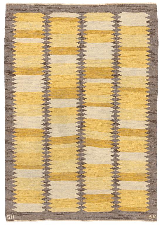 Berit Koenig, a rug, 'Viggen', flat weave, c 203 x 142 cm, signed SH BK.