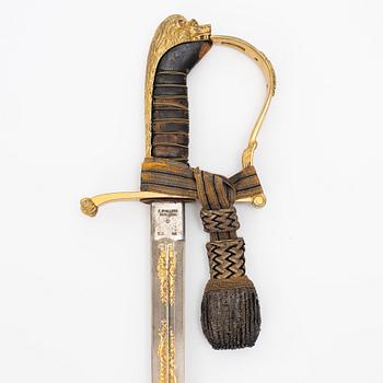A Swedish infantry officer's sword with scabbard.