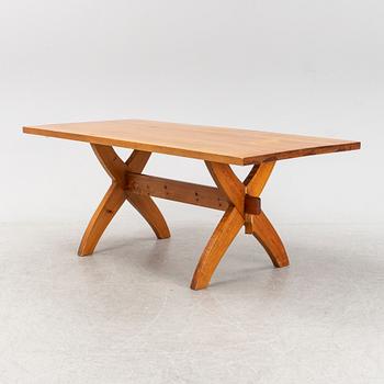 A pine trestle table, later part of the 20th Century.