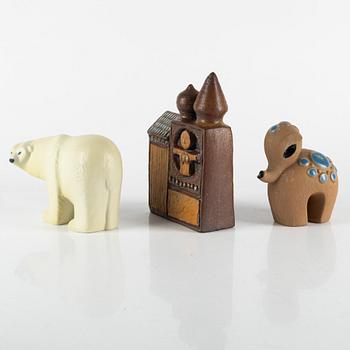 Figuriner, stengods, 6 st, huvudsakligen Lisa Larson, Gustavsberg.