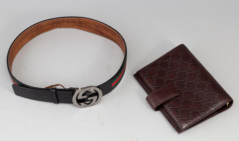 GUCCI, a belt + a calendar case.