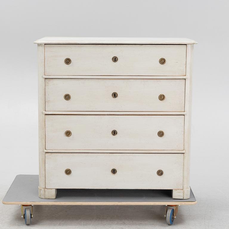 A painted chest of drawers, late 19th Century.