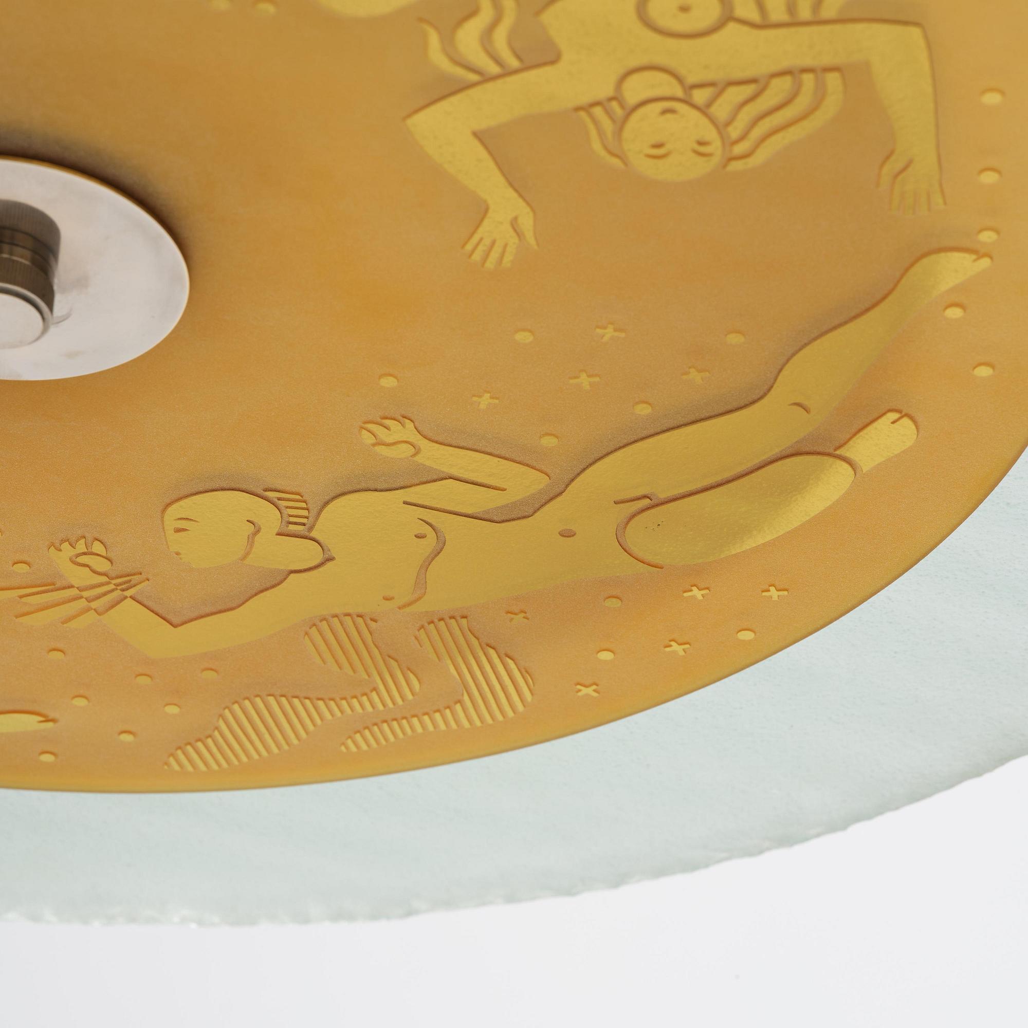Edward Hald, & Erik Tidstrand, a rare "The 4 Winds" ceiling lamp model "HD 656"/"29679", Orrefors & Nordiska Kompaniet, 1930s.