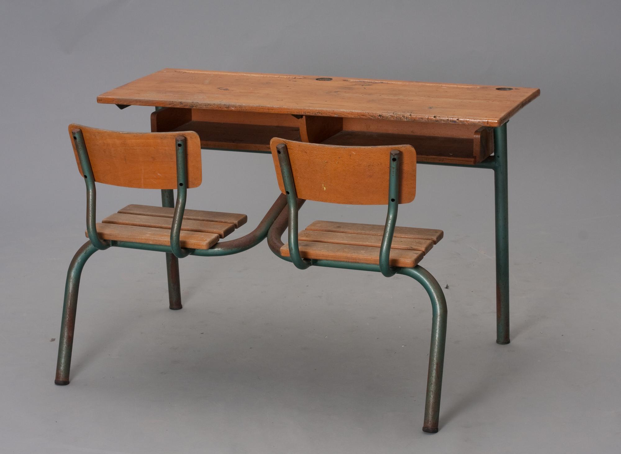 A studentdesk, possibly Jean Prouvè, France 1940s.