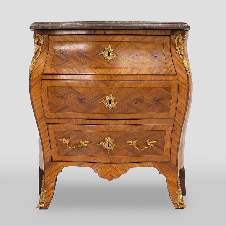 A Rococo chest of drawers by Johan Noraeus (master in Stockholm 1769-1781).