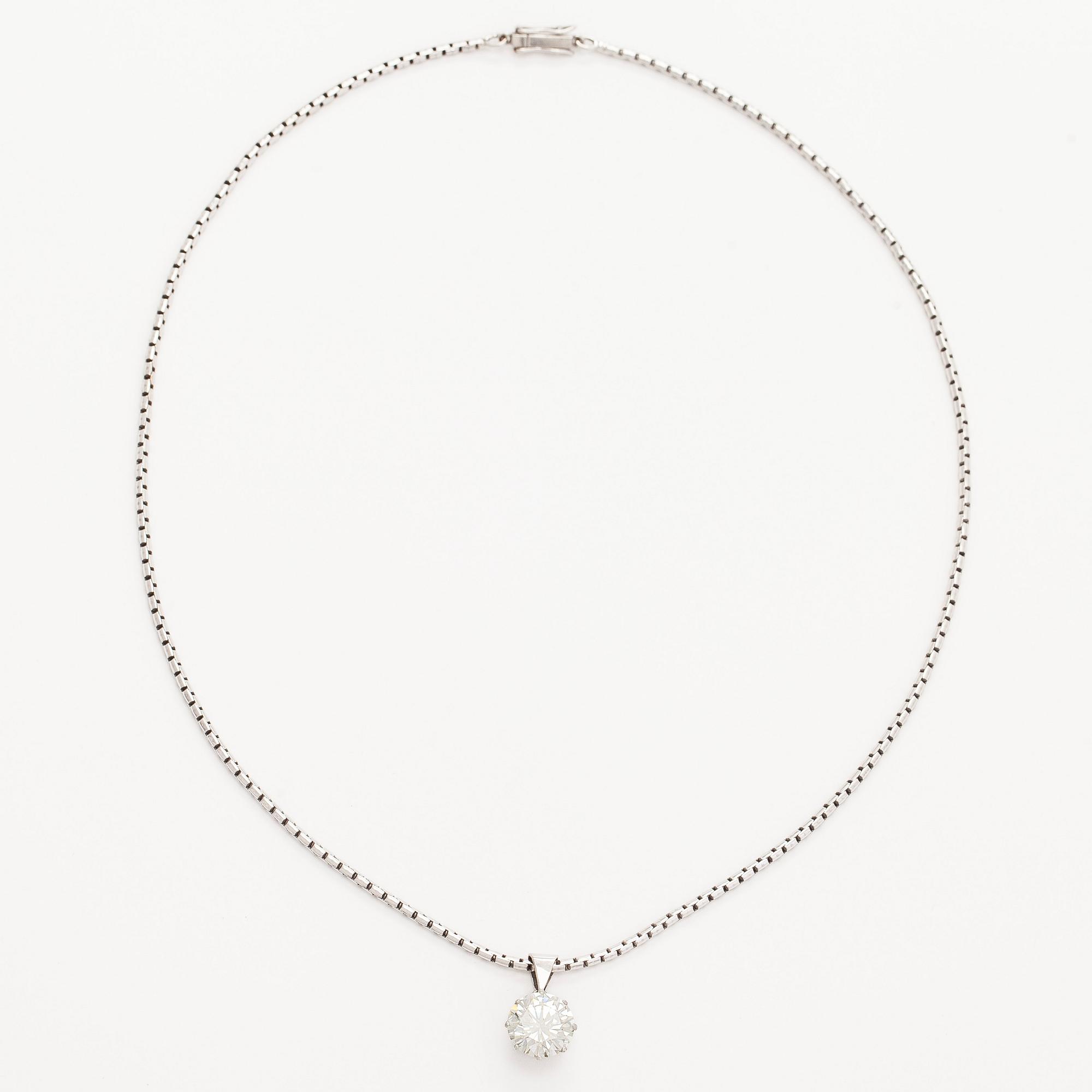 Riipus, briljanttihiottu timantti 3,60 ct, 18K valkokultaa.