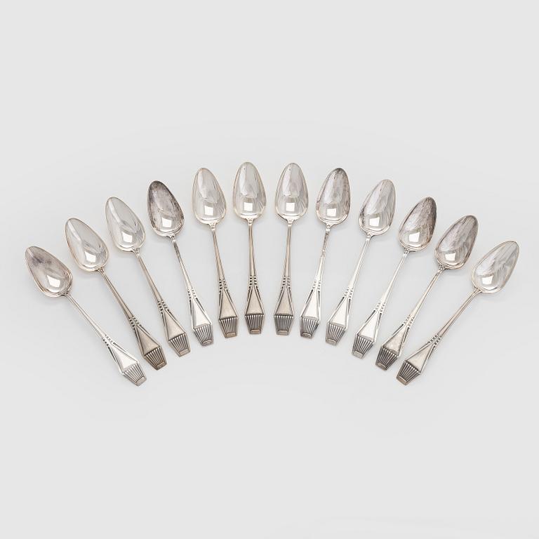 Skedar, 12 st, silver  "Suomi", Kultateollisuus Oy, Åbo 1987-1996.