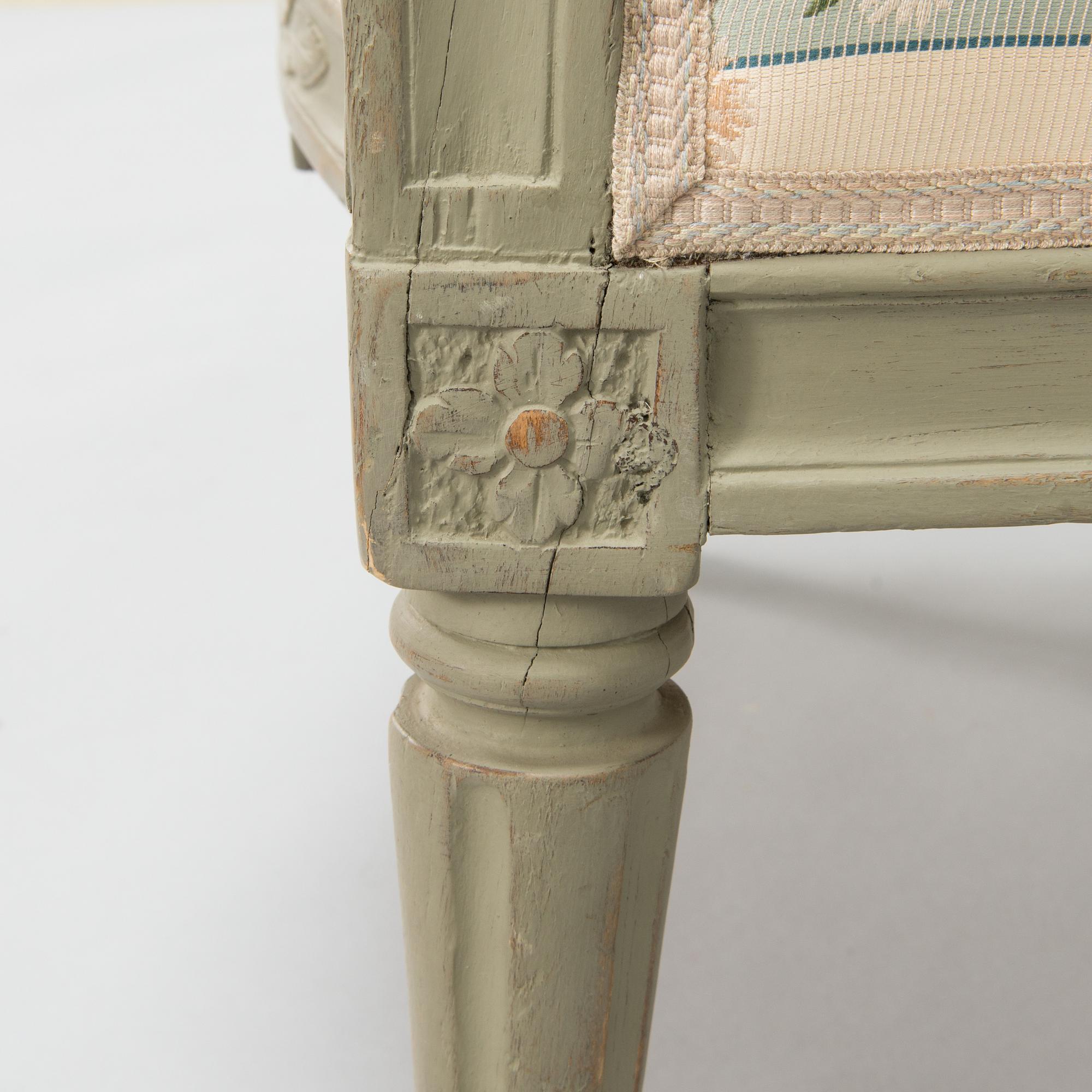 A Gustavian armchair by Johan Erik Höglander, master in Stockholm 1777-1813. Signed IEH.