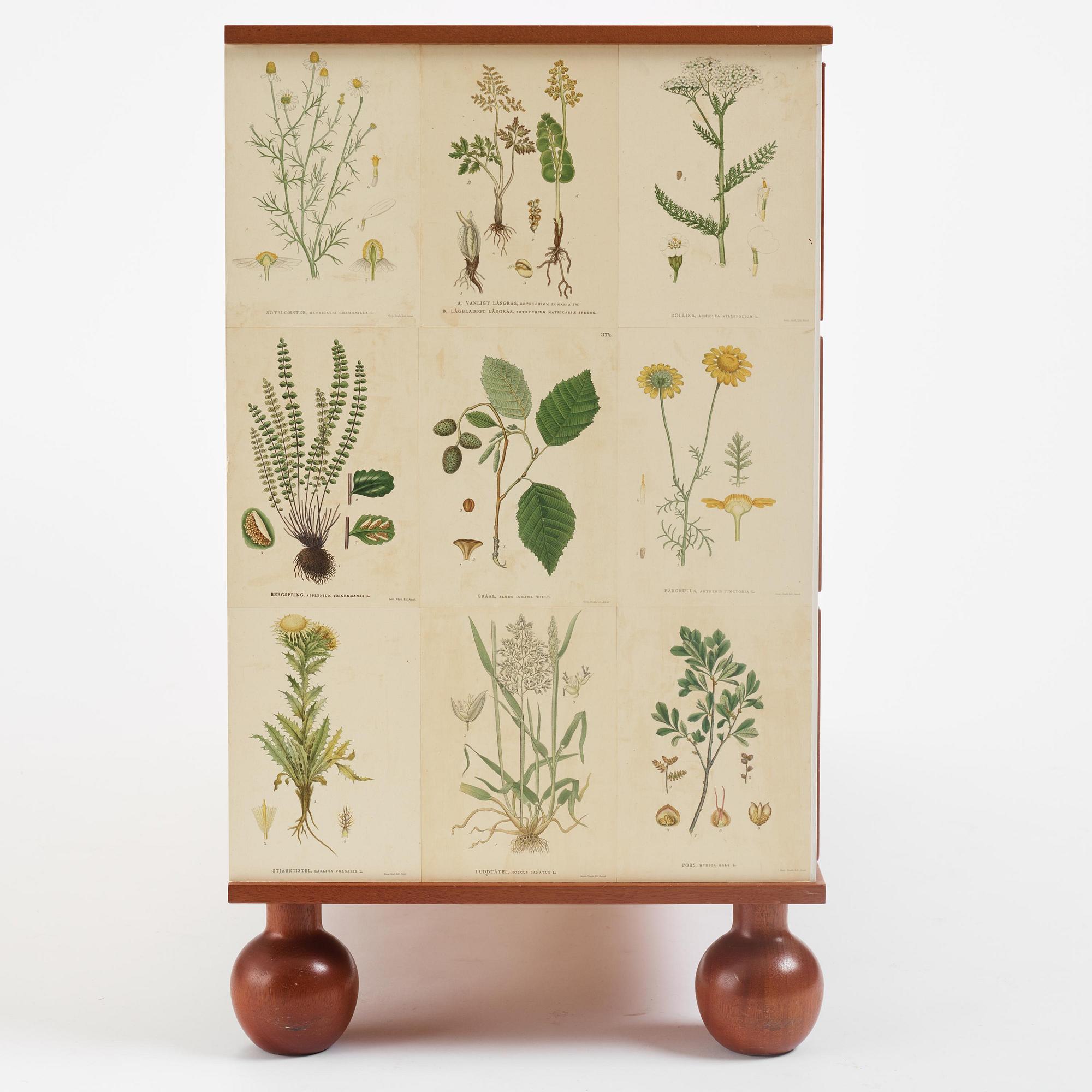 Josef Frank, a "Flora" chest of drawers, Firma Svenskt Tenn, Sweden, probably 1970s.