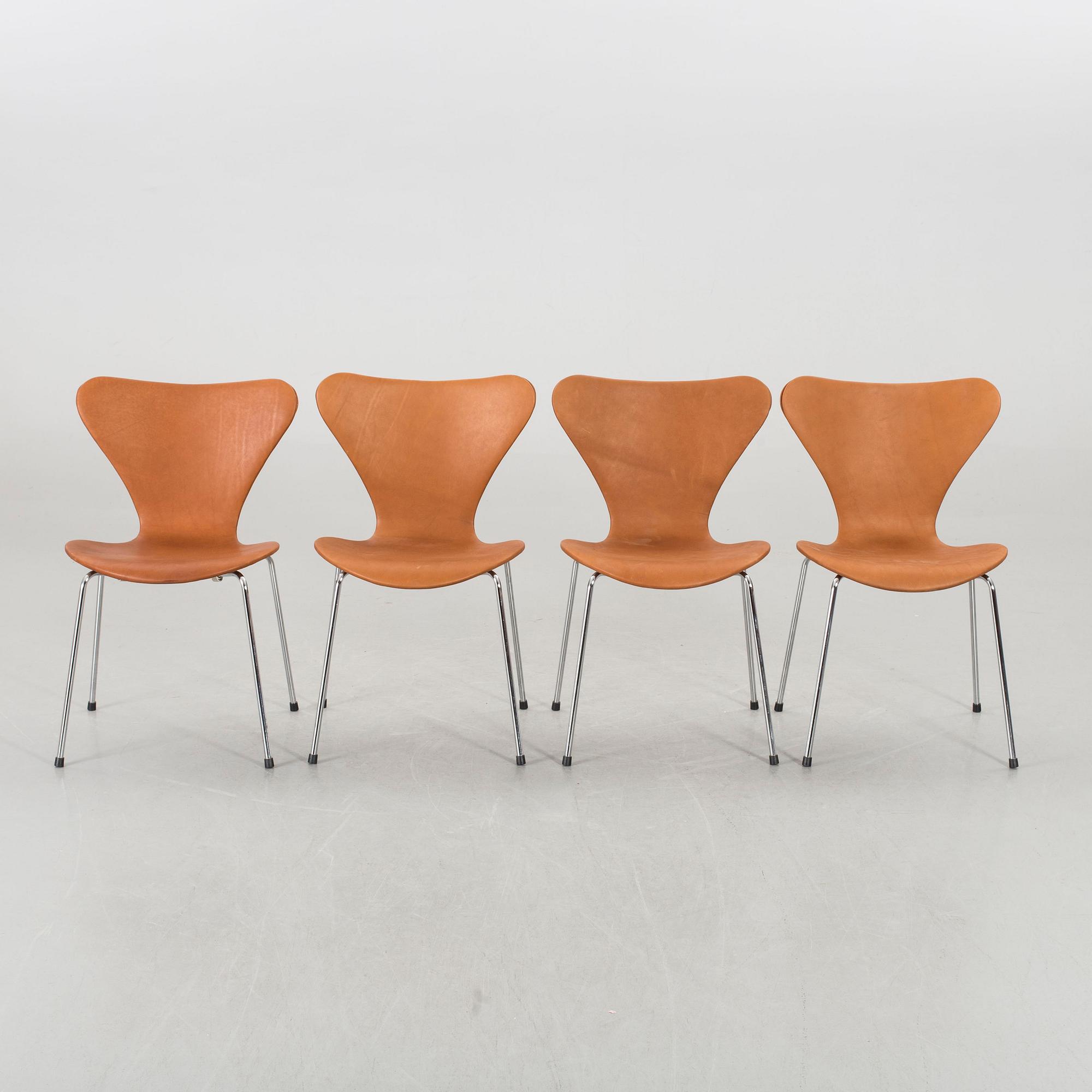 ARNE JACOBSEN, 6 st stolar, "Sjuan", Fritz Hansen.