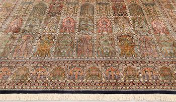 A silk carpet, Kashmir, c. 402 x 300 cm.