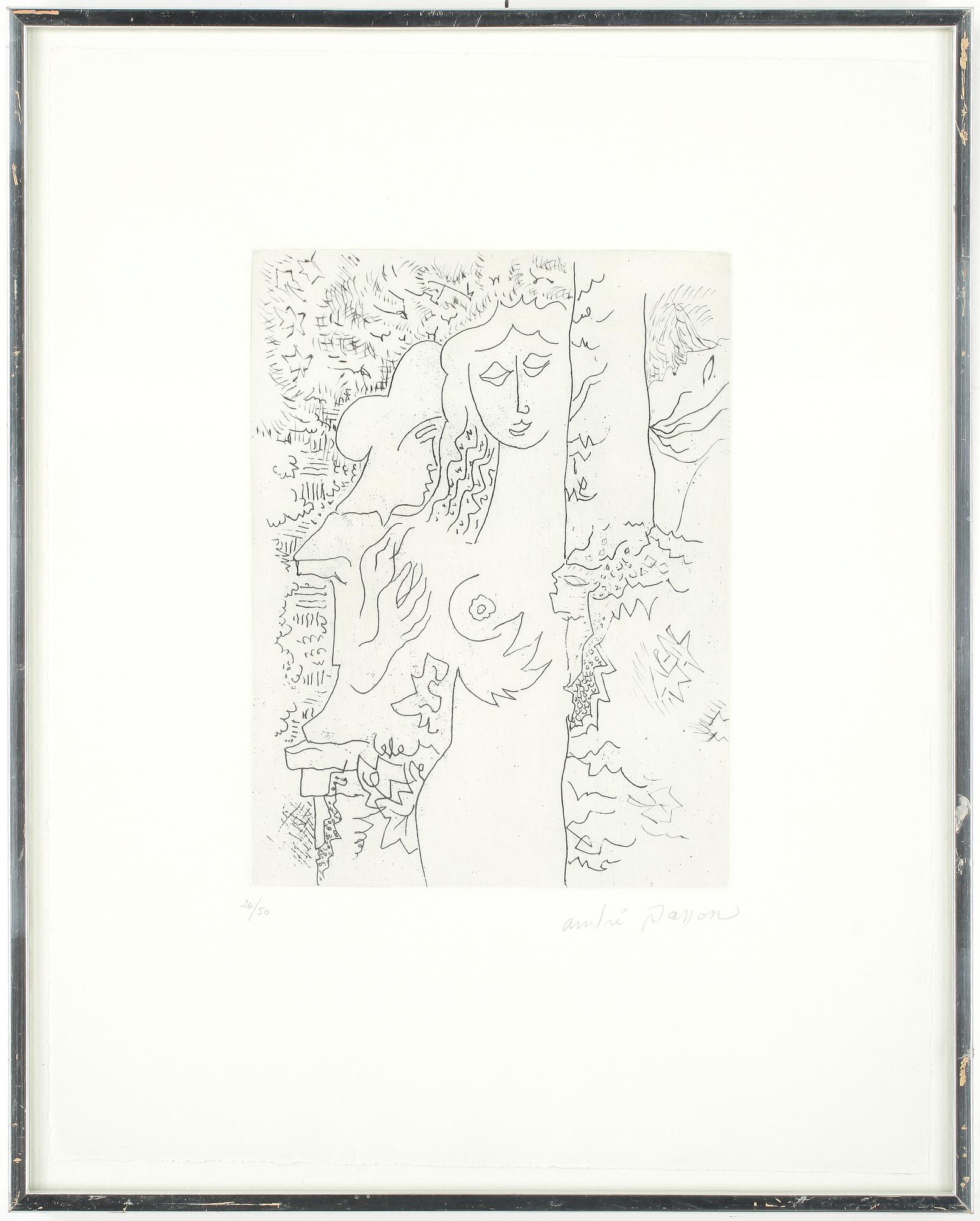 ANDRÉ MASSON. Etsning, signerad André Masson, numrerad 26/50.