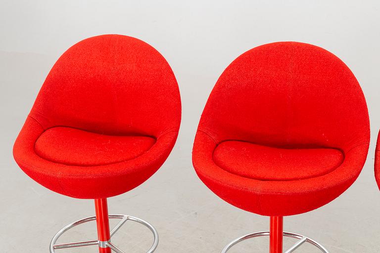 A SET OF 4 BAR STOOLS BY JOHANSSON DESIGN, 1970's.