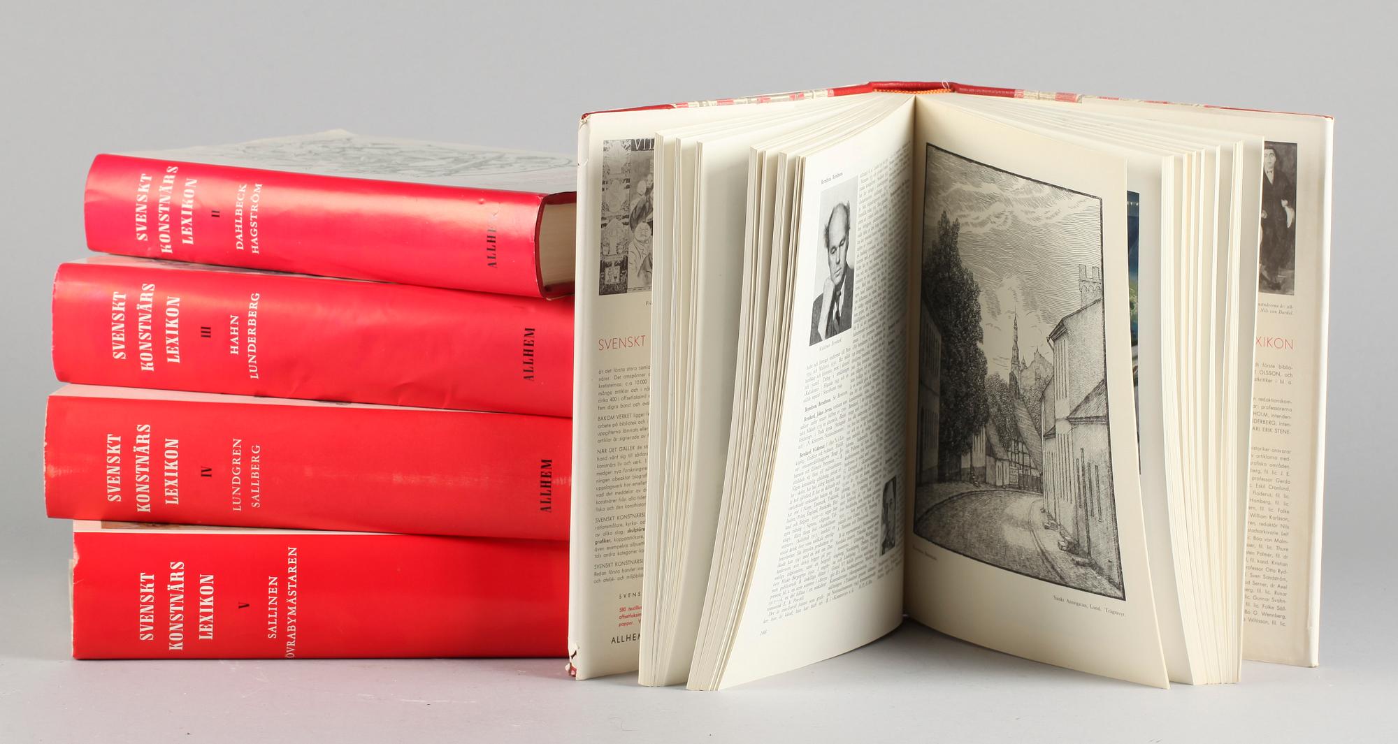 SVENSKT KONSTNÄRSLEXIKON, 5 vol. Allhems förlag Malmö. 1952-67 ,