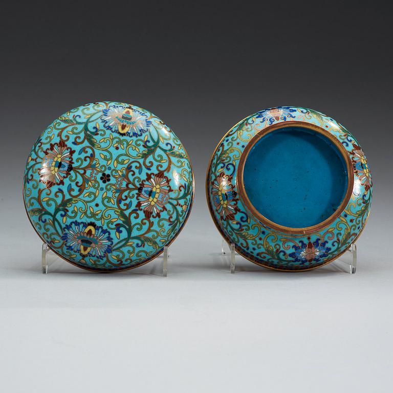 A cloisonné box with cover, Qing dynasty.