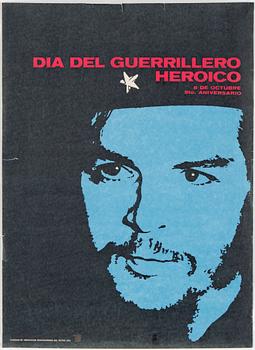 POLITISK AFFISCH, "Dia del Guerrillero heroico", utgiven av Departamento De Orientation Revolucionaria del CC-PCC-1972.