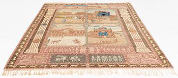 A semi-antique 'Four seasons' Tabriz carpet, ca 305 x 195 cm.