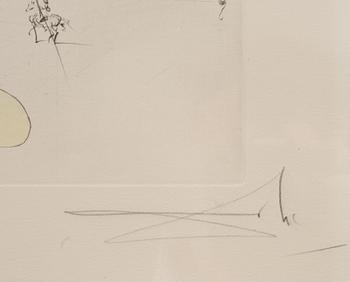 SALVADOR DALÍ, torrnål kolorerad med stencil, signerad och numrerad 204/300.