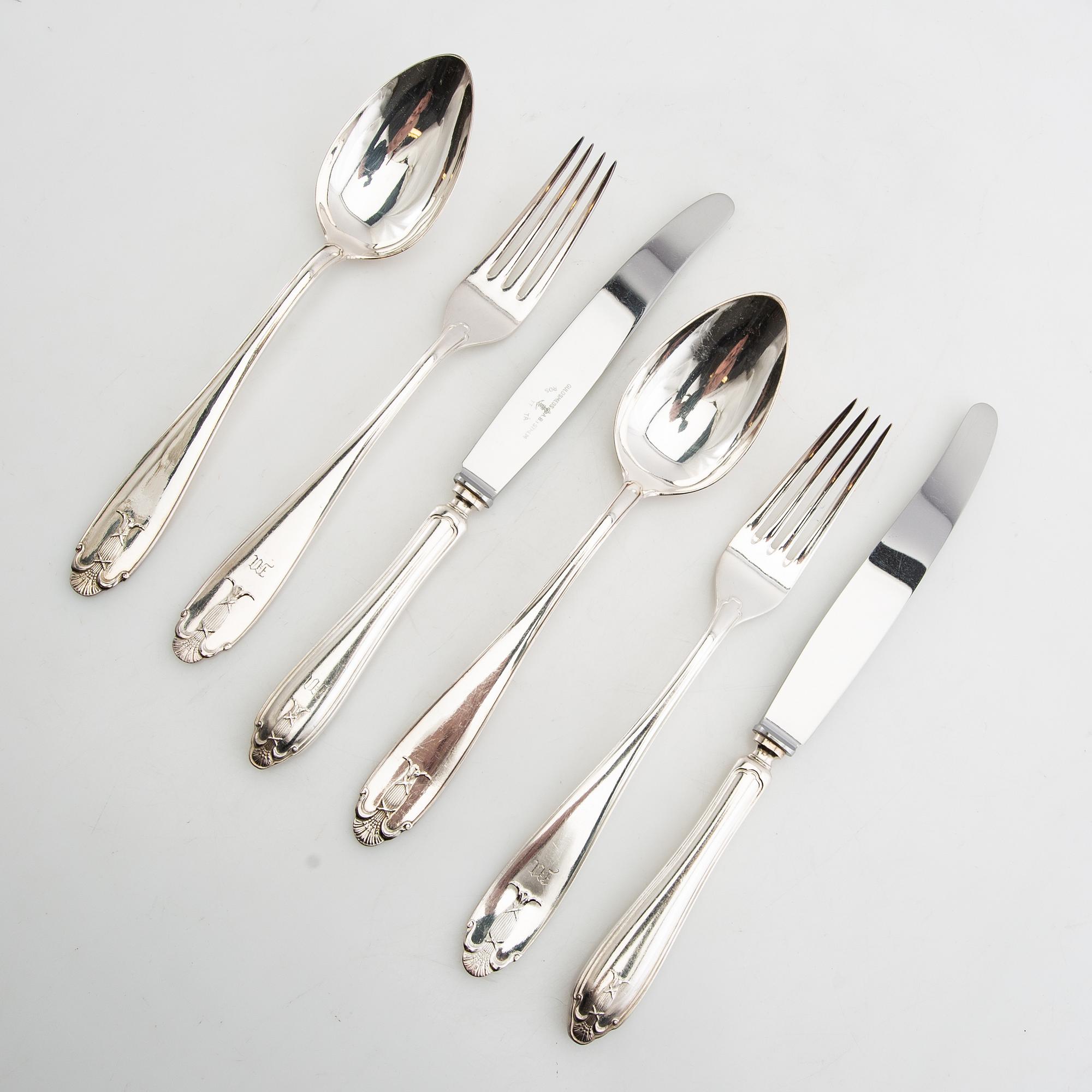 Bestick 36 dlr "Vasa" nysilver 1900-tal.