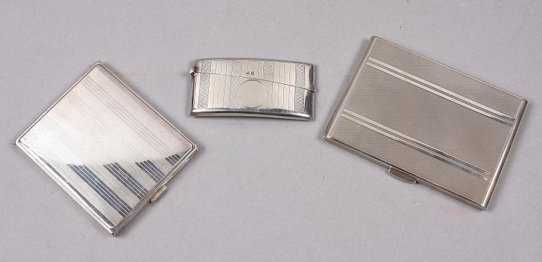 GLASUNDERLÄGG SAMT ETUIER, 9 delar, silver, bla GEWE, 1951.