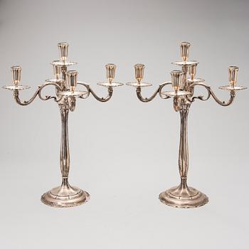 A PAIR OF SILVER CANDELABRAS, finsh import marks Helsinki 1926.