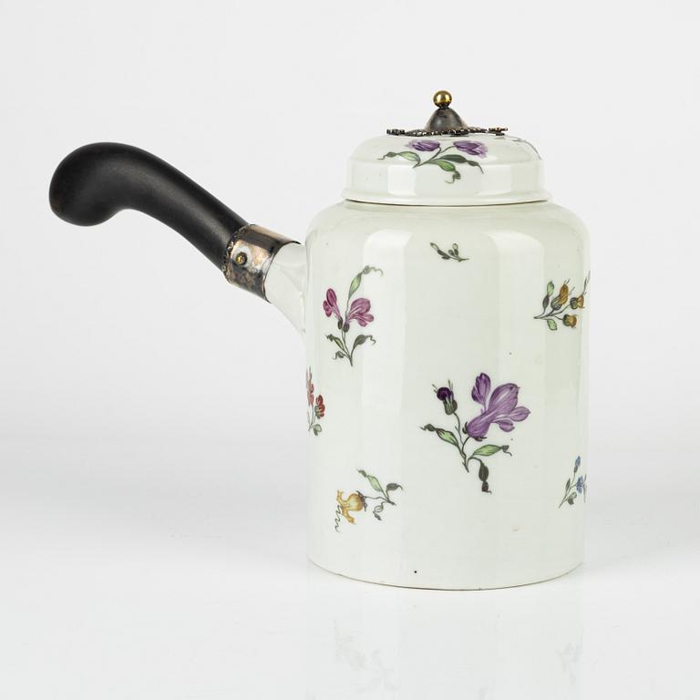 A German Chocolate pot with cover, 19th Century.