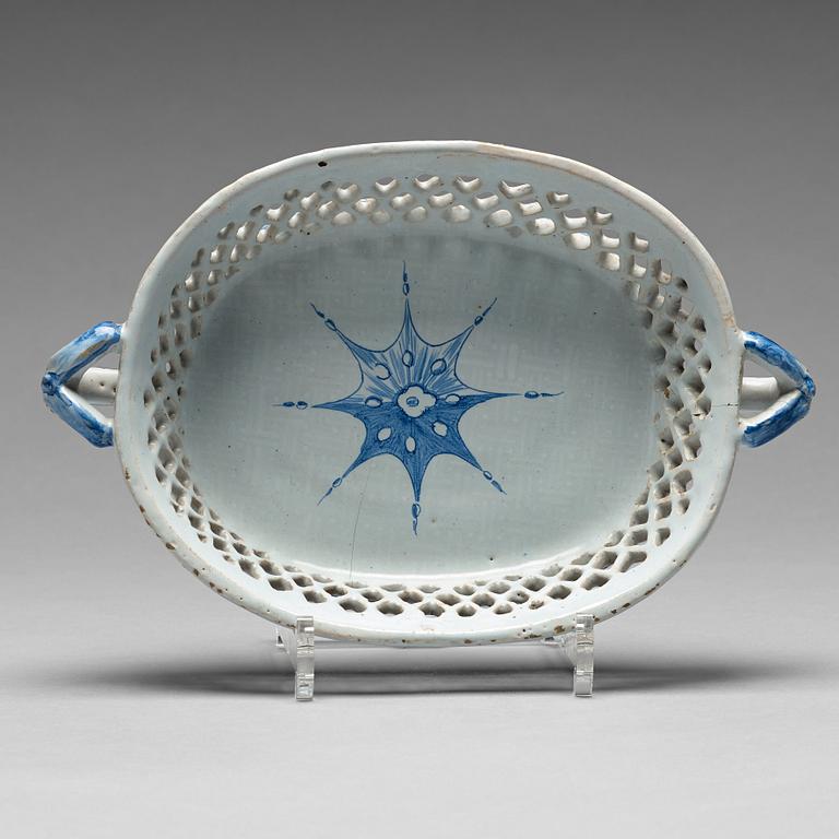 A Swedish faience chesnut basket, Rörstrand, 18th Century.