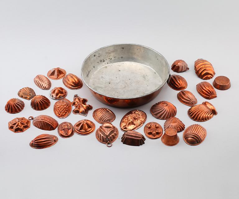 SAMLING KOPPARFÖREMÅL, 31 delar, 1800-tal.