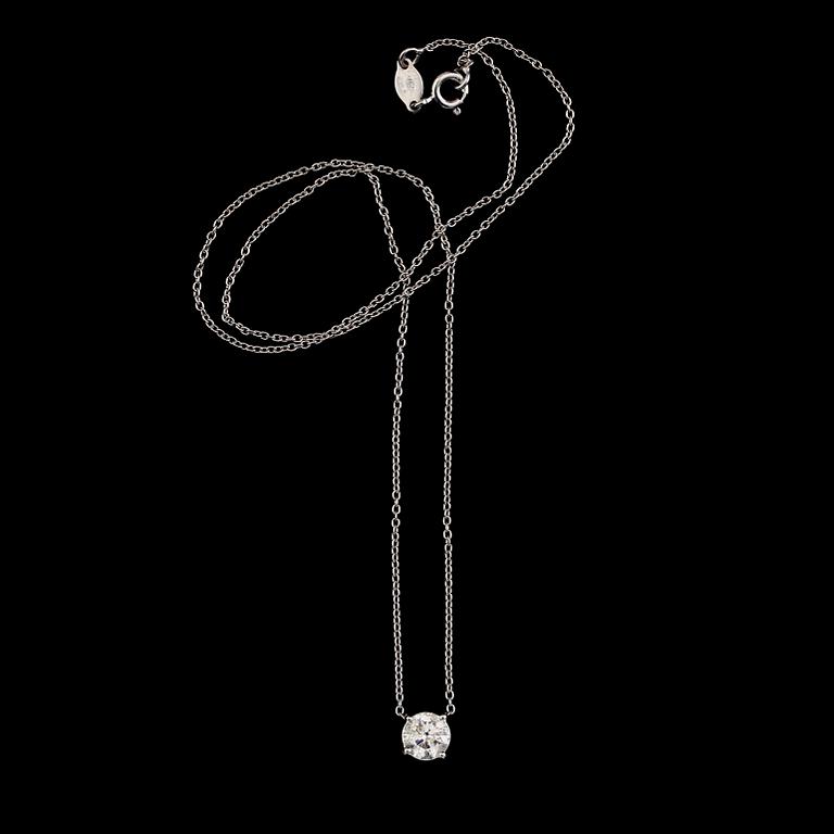 COLLIER, 18K vitguld, briljantslipad diamant ca 0.91 ct. Vikt ca 3 g.