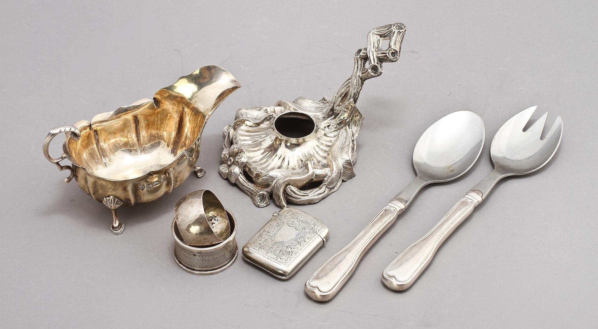 PARTI SILVER, 7 st, 1800/1900-tal. Vikt 395 g.