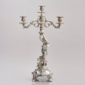 Lale Silverware & Co Ltd, femarmade kandelabrar, tre stycken, sterling silver, Istanbul, Turkiet 1900-tal.