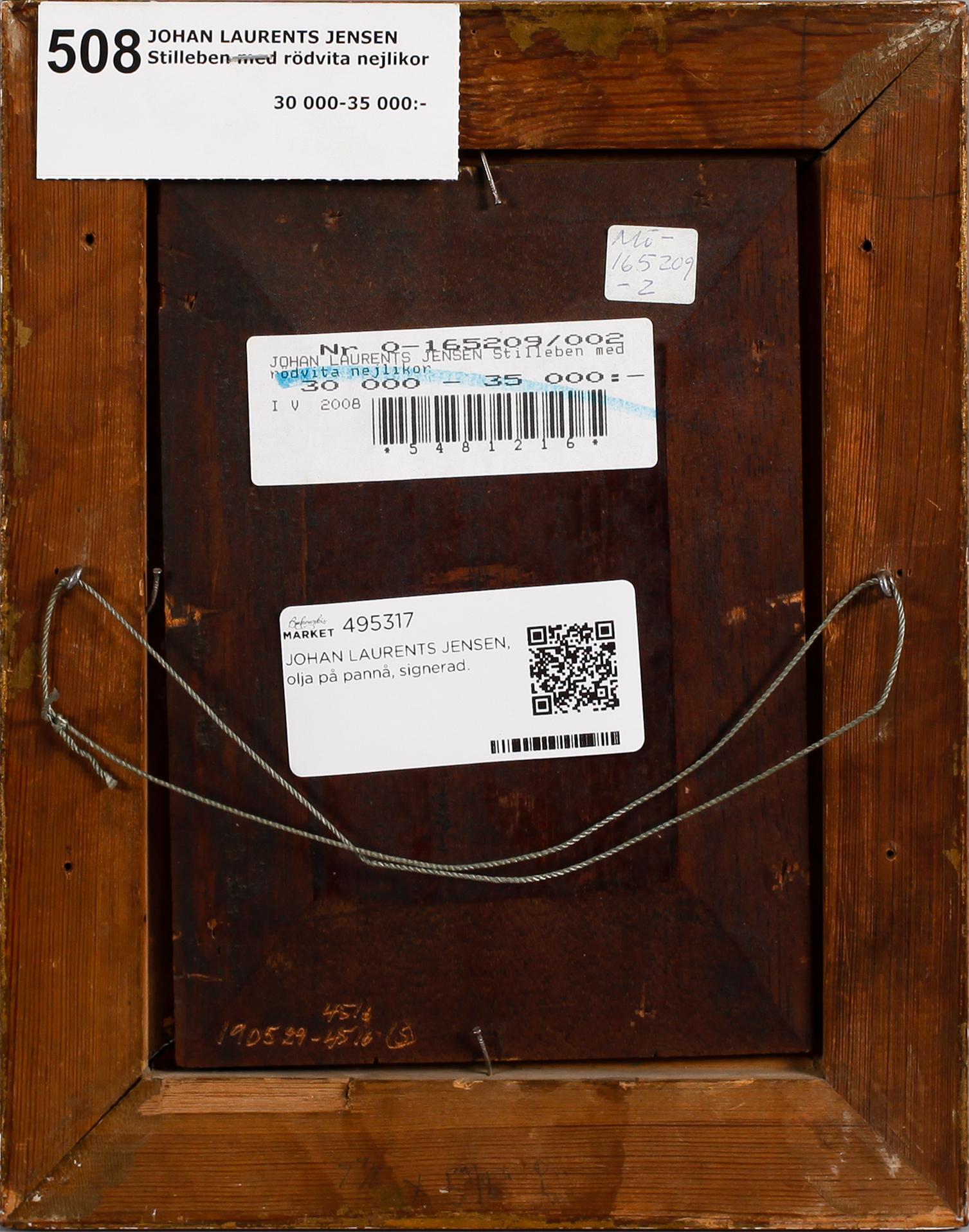 Johan Laurentz Jensen, Stilleben med rödvita nejlikor.