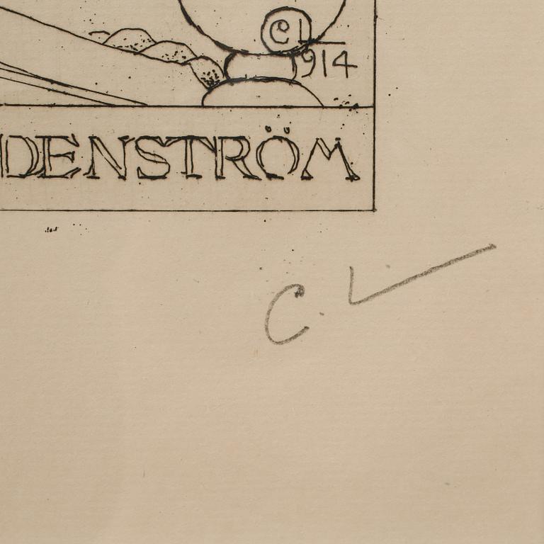 CARL LARSSON, etsning, monogramsignerad.