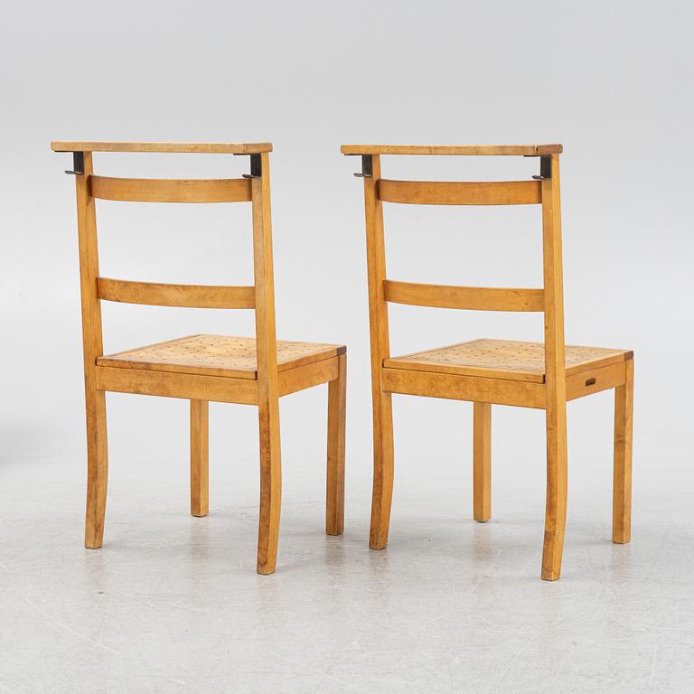 Peter Celsing, a set of six birch chairs.