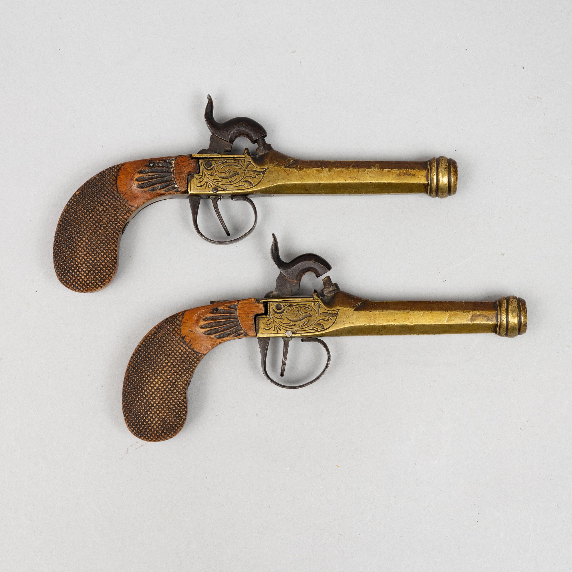 Slaglåspistoler ett par, 1800-talets första hälft.