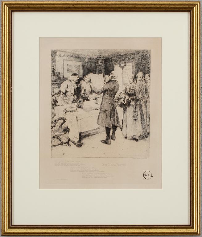 CARL LARSSON, etsning, monogramsignerad i plåten.