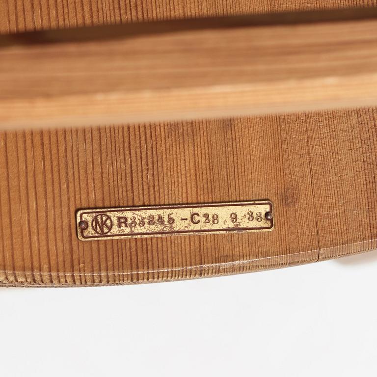 Axel Einar Hjorth, a set of four stained pine "Sandhamn" chairs, Nordiska Kompaniet, Sweden 1933.