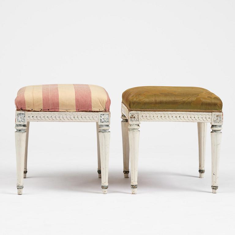 A pair of Gustavian stools by J. E. Höglander (master in Stockholm 1777-1813).